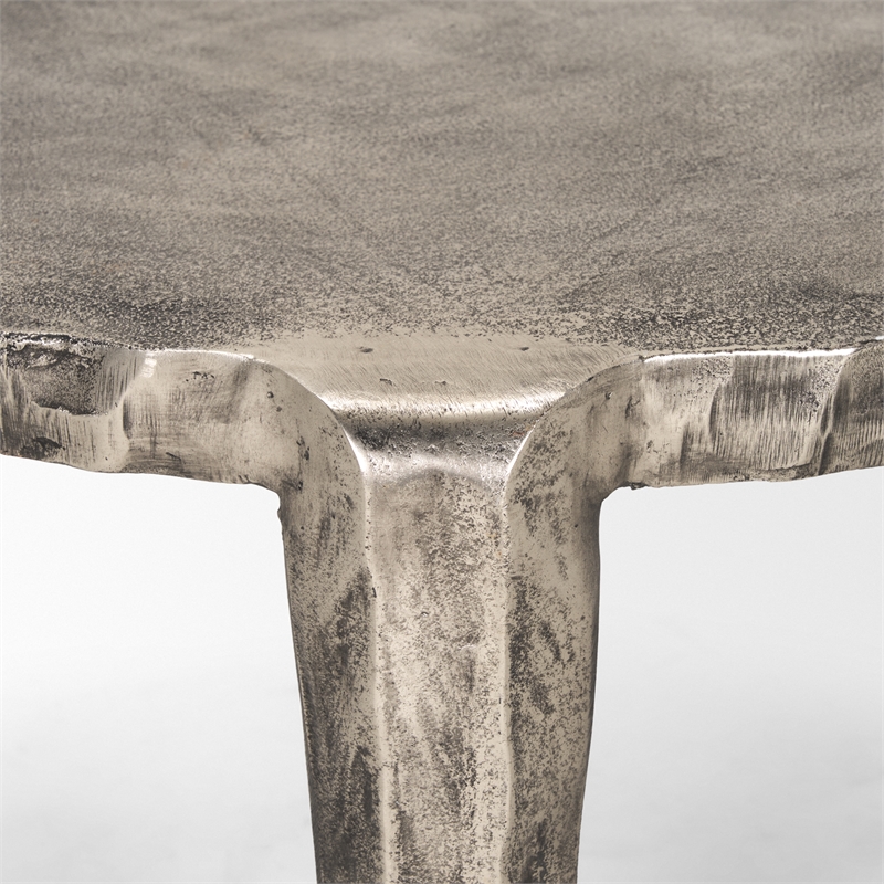 Randy Silver Nickel Cast Aluminum Metal Coffee Table