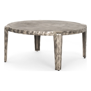 Randy Silver Nickel Cast Aluminum Metal Coffee Table