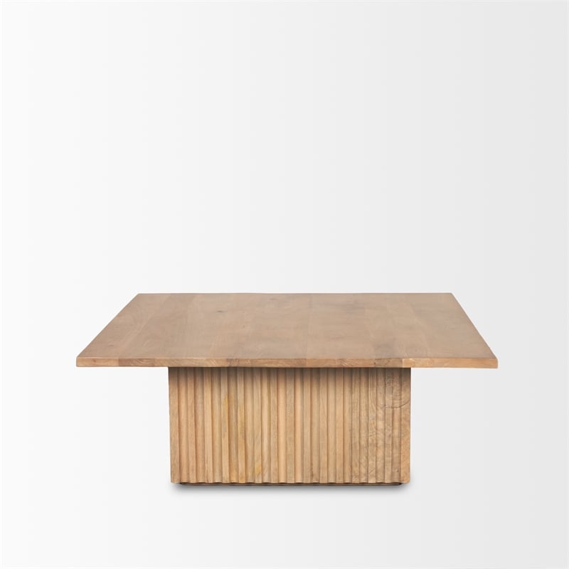 June Light Brown Wood w/ Fluting Square Coffee Table