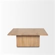 June Light Brown Wood w/ Fluting Square Coffee Table