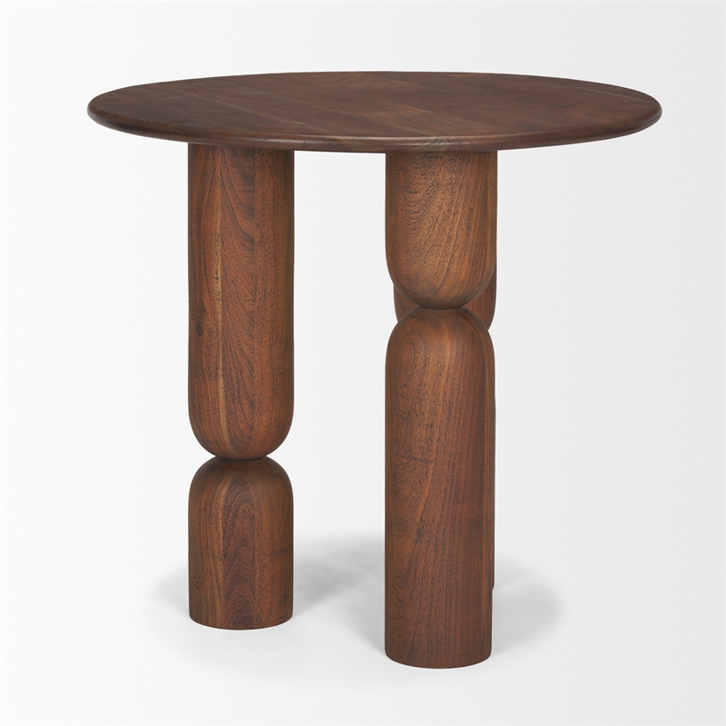 Mercana Sonel Pedestal Medium Dark Brown Acacia Wood Foyer Table