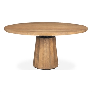Swanson 60&quot Light Brown Wood Round Pedestal Dining Table
