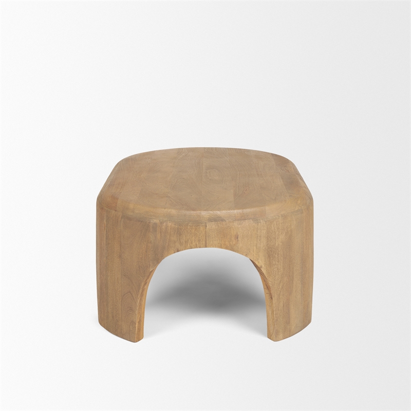 Shima Oval Light Brown Wood w/ Arched Legs Coffee Table