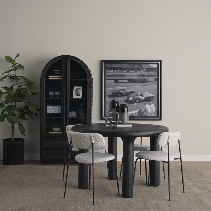 Soma Textured Black Acacia Wood Round Dining Table