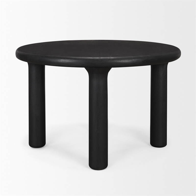 Soma Textured Black Acacia Wood Round Dining Table