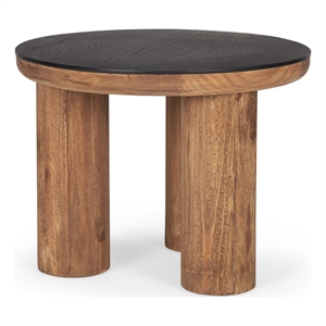 Tucson Natural Wood w/ Round Black Oak Top Side Table