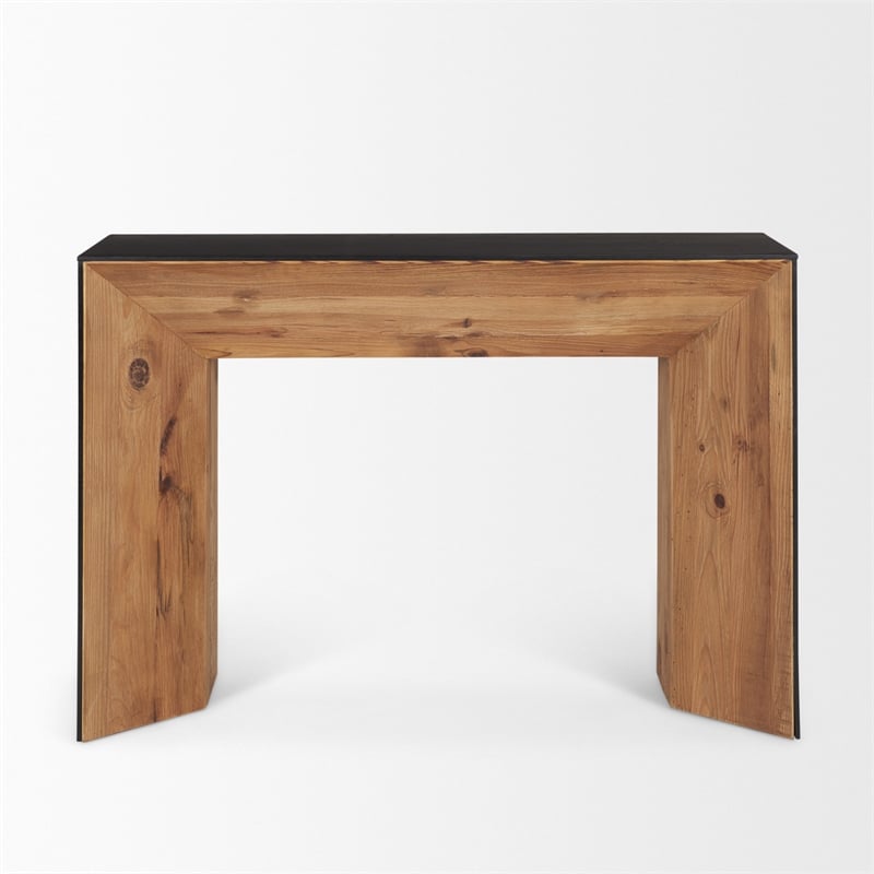 Tabor Natural Wood w/ Black Oak Waterfall Console Table
