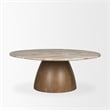 Allyson Round Brown Pedestal w/ Pink Marble Top Coffee Table