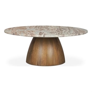 Allyson Round Brown Pedestal w/ Pink Marble Top Coffee Table