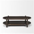 Mercana Furniture Romi Dark Brown Wood w/ Bottom Shelf Oval Coffee Table