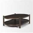 Mercana Furniture Romi Dark Brown Wood w/ Bottom Shelf Oval Coffee Table