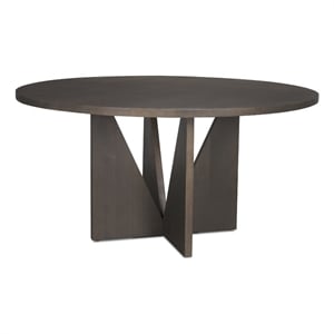 Tarro 60&quot Round Textured Espresso Wood w/ Geometrical Base Dining Table