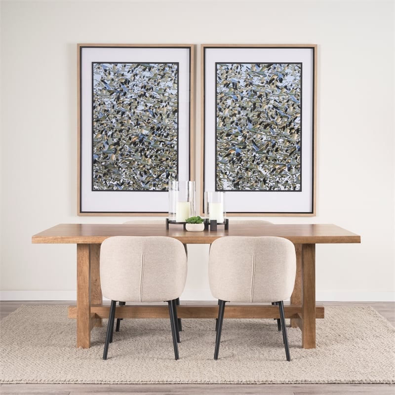 Suke Rectangular Natural Wood Trestle Dining Table
