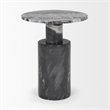 Mercana Taite Solid Dark Gray Marble Pedestal Accent Table
