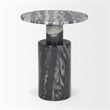 Mercana Taite Solid Dark Gray Marble Pedestal Accent Table