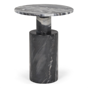 Mercana Taite Solid Dark Gray Marble Pedestal Accent Table