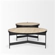 Wade Travertine Marble w/ Matte Black Metal Coffee Tables
