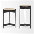 Wade Travertine Marble w/ Matte Black Metal End Tables