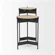 Wade Travertine Marble w/ Matte Black Metal End Tables