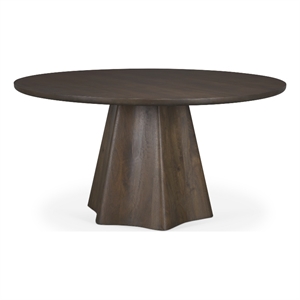 Mercana Furniture and Decor Jovani 60&quot Solid Dark Brown Wood Round Dining Table