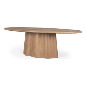 Mercana Furniture and Decor Jovani 94&quot Solid Light Brown Wood Oval Dining Table