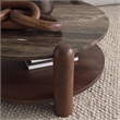 Mercana Jovia Mango Wood and Marble Round Coffee Table in Brown/Cappuccino