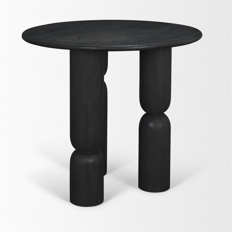 Mercana Sonel Matte Black Wood Pedestal Foyer Table
