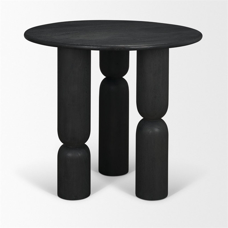 Mercana Sonel Matte Black Wood Pedestal Foyer Table