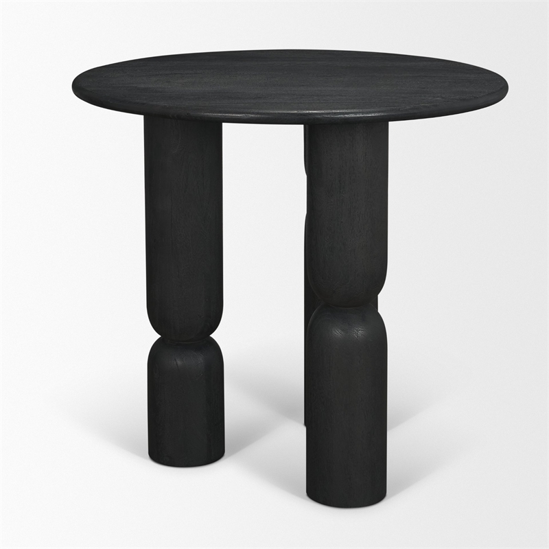 Mercana Sonel Matte Black Wood Pedestal Foyer Table