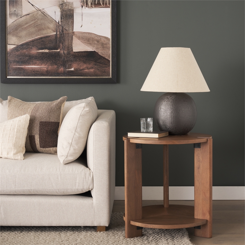 Hisako Mid Brown Open Round Accent Table