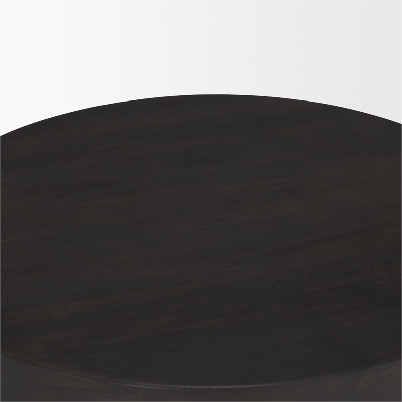 Mercana Rashama Dark Brown Wood Stacked Geometric Round Accent Table