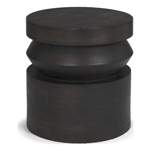 Mercana Rashama Dark Brown Wood Stacked Geometric Round Accent Table