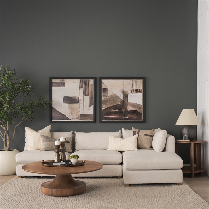 Mercana Arno Wood Sculptural Round Coffee Table in Warm Mid-Brown