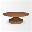 Mercana Arno Wood Sculptural Round Coffee Table in Warm Mid-Brown