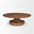 Mercana Arno Wood Sculptural Round Coffee Table in Warm Mid-Brown