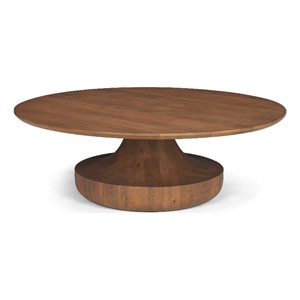 Mercana Arno Wood Sculptural Round Coffee Table in Warm Mid-Brown