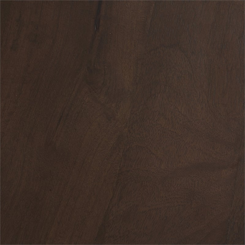 Mercana Cayson Solid Wood Sculptural Round Accent Table in Dark Brown