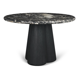 Mercana Furniture Marilyn Forest Marble Black Wood Pedestal Round Dining Table