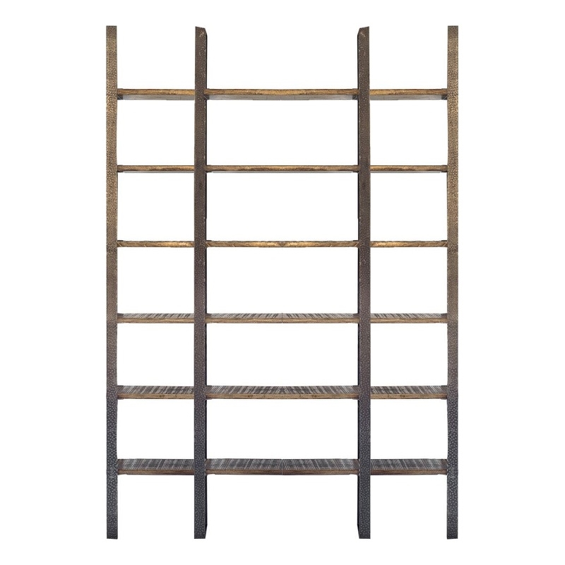 Taunton I Brown Wood and Black Iron Six Shelving Unit