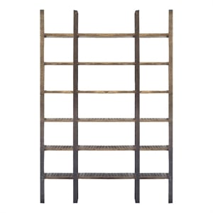 Taunton I Brown Wood and Black Iron Six Shelving Unit
