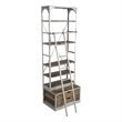 Brodie III Medium Brown Wood Silver Accent Four Shelf Shelving Unit