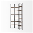 Turner II Curved Dark Brown Wood And Black Iron Six Shelving Unit