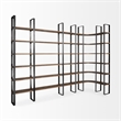 Turner II Curved Dark Brown Wood And Black Iron Six Shelving Unit