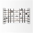 Turner II Curved Dark Brown Wood And Black Iron Six Shelving Unit