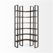 Turner II Curved Dark Brown Wood And Black Iron Six Shelving Unit