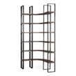 Turner II Curved Dark Brown Wood And Black Iron Six Shelving Unit