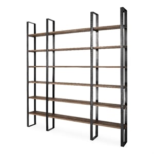 Taunton II Dark Brown Wood And Black Iron Six Shelving Unit