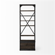 Brodie VII Brown Wood Gun-Metal Bracing Four Shelf Shelving Unit