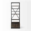 Brodie VII Brown Wood Gun-Metal Bracing Four Shelf Shelving Unit