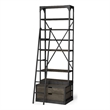Brodie VII Brown Wood Gun-Metal Bracing Four Shelf Shelving Unit